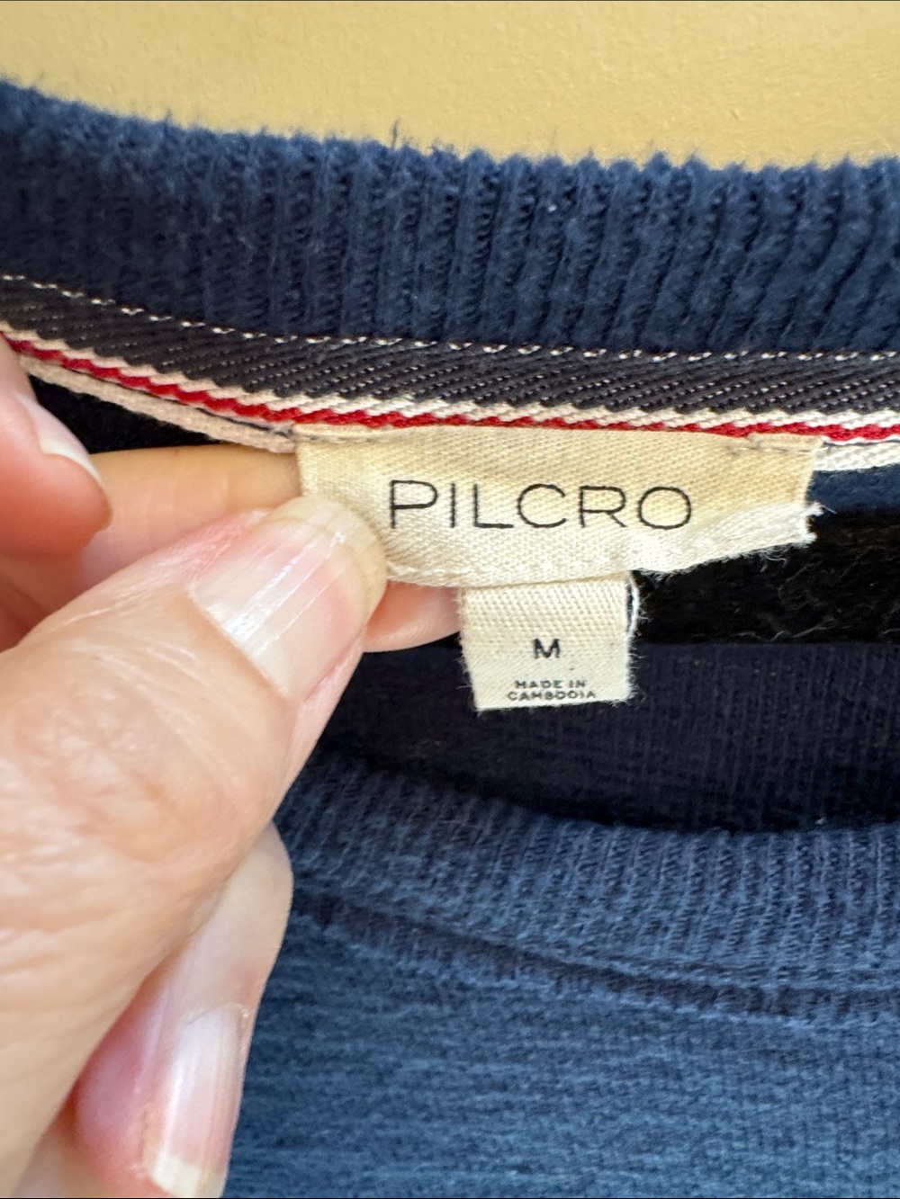 Pilcro Navy Ruffle Raglan Long-Sleeve Tee - Picture 2 of 3